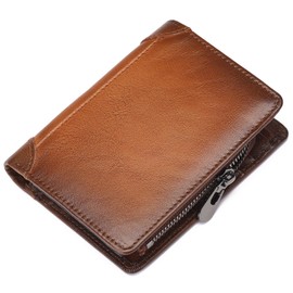 SENDEFN Men's Wallets RFID Blocking Bifold Genuine Leather Wallets for Men with 2 ID Windows，1 Zipper Coin Pocket with Gift Box