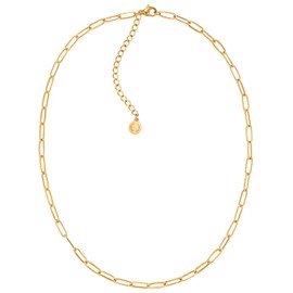 day.berlin Filigree Link Necklace Neo 18 K Gold-Plated 40 cm + 5 cm Variable Length, Simple Link Chain for Women, Chain Made of 316L Stainless Steel, Nickel-Free and Waterproof, Stainless Steel, No