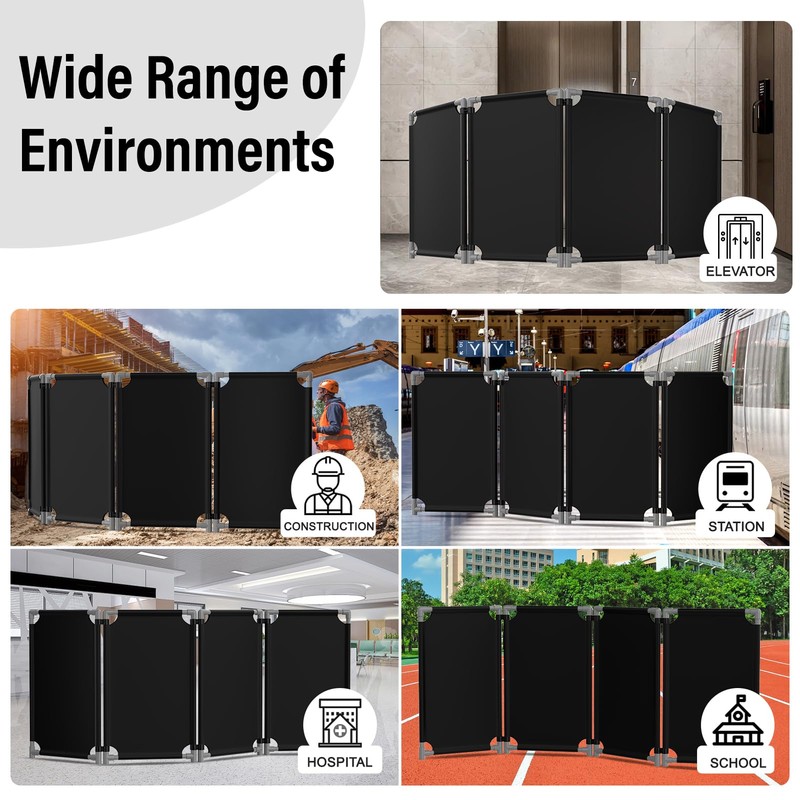 4 Panels Safety Barricade,7.8FT Removable Foldable Security Gates Barrier with