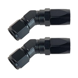 Lezalic オイルクーラー ホースエンド アダプター 45° 2個セット アルミ製 フィッティング AN4 AN6 AN8 AN10 AN12 冷却系 継手 鍛造 社外品 (AN8 (2個セット))