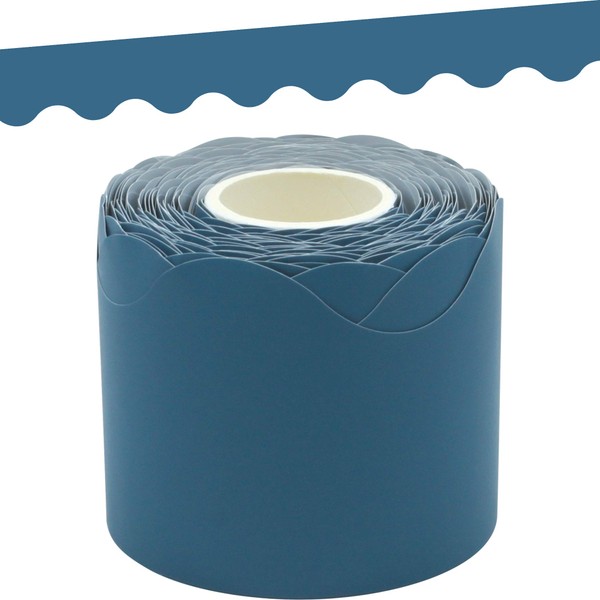 Teacher Created Resources Slate Blue Scalloped Rolled Border Trim, 50