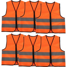 6 Pack Kids Hi Vis Vests Child High Visibility Reflective Vest Kids Traffic Construction Safety Vest with Reflective Strips for Girls Boys Outdoor Activities,Orange (S, 4-6 years(100-120 cm))