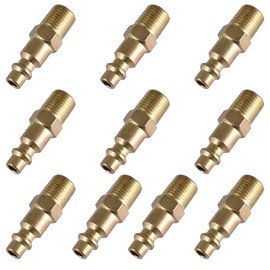 ZIMISI 10PCS Air Hose Fittings, Brass 1/4" NPT Male Air Compressor Quick Connect Hose Fittings, Professional Air Coupler & Plug Kit, Automotive Air Compressor Accessories (1/4 npt Male Plug)