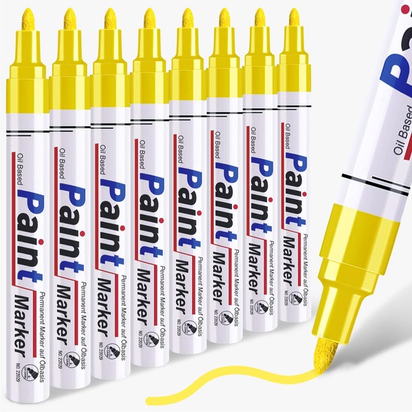 Yellow Paint Pen Permanent Paint Markers - 8 Oil Based