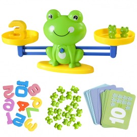 Montessori Math Toy, Math Educational Toy, Math Toy, Frog, Math Block, Digital Cards, Educational Toys, Math Games, Gifts for Kids 3, 4, 5, 6 Years (Green)