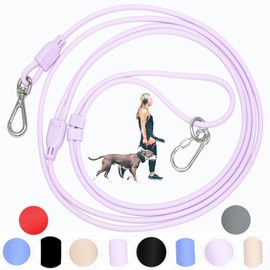 Tiesenci Hands Free Dog Leash Crossbody & Waist Leash for Dog Walking, 9-in-1 Waterproof Adjustable Puppy Collar and Pet Set No Pull Dog Harness for Small 6-20lb, Purple