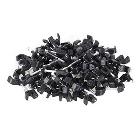 RosenetSys 6mm (Approx ¼in.) Black Round Cable Clips for Coax, Cat6, Power Cable - Outdoor Use - 100 Pack