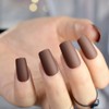 CoolNail Matte Coffee Brown Square Head False Nails Middle-long Full