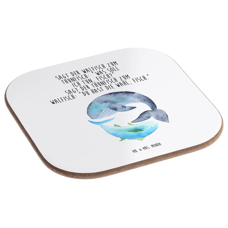 Mr. & Mrs. Panda Glass Coaster Whale Tuna Gift Word