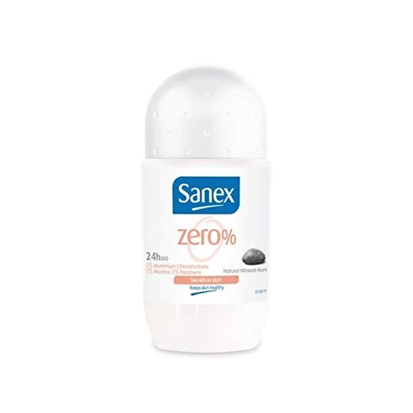 Sanex Zero% Sensitive Women's Roll-On Deodorant for Sensitive Skin 50 ml Pack of 3