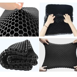 HASA zone Gel Seat Cushion, Wheelchair Seat Cushion, Office Chair Cushion Pad, Double Thick Breathable Car Seat Cushion Cool Gel Cushion, Lumbar Support Chair Cushion With Non-Slip Cover
