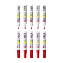 Vignette Stationery Whiteboard Markers, Washable, Low Odour, Dry Erase, Fast Drying, Medium Bullet Tip, Black Blue Red Multicolour Pens, Value Pack (10 Red)