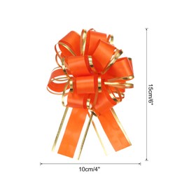 MECCANIXITY 5pcs 4 Inch Large Big Pull Bow with Gold Edge, Organza Car Gift Wrapping Bows Ribbon for Wedding Car Baskets Presents Christmas Bow, Orange Red
