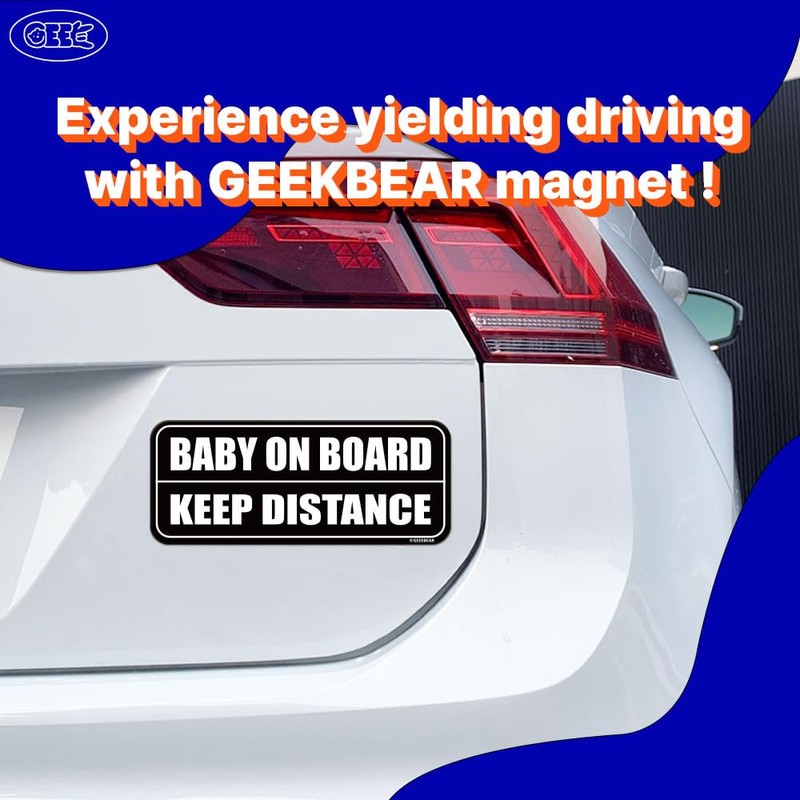 GEEKBEAR Baby on Board Car Magnet (3 Pack) - Rectangular