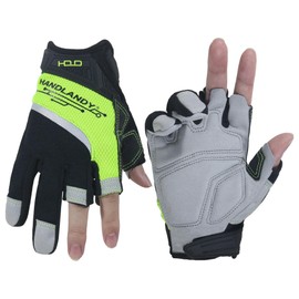 HLDD HANDLANDY Work Gloves Men - 3 Fingerless Work Gloves for Driving, Cycling, Hunting, Motorcycle, Climbing, Outdoor Work