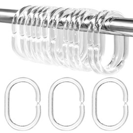 Clyhon Shower Curtain Rings, 36 Pieces Plastic Shower Curtain Hooks, Rings for Shower Curtain in C Shape, Curtain Hanging Rings