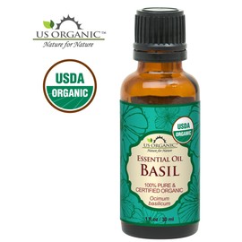 US Organic 100% Pure Basil Essential Oil - USDA Certified Organic, Steam Distilled W/Euro Dropper_30 ml (More Size Variations Available)