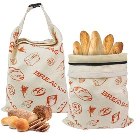 Reusable Beeswax Bread Bags for Homemade Bread, 2 Pack XL 17x13 Inch – Natural Cotton Linen Sourdough Storage Bags-Only One Bag Had Zipper