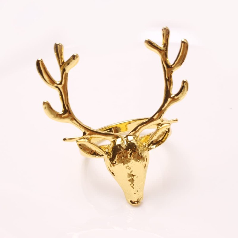 CENPEK 6pcs Gold Deer Napkin Rings Holders for Wedding Home