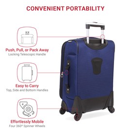 SwissGear Sion Softside Expandable Luggage, Blue, Carry-On 21-Inch