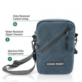 Stash Proof Odor Resistant Stash (Black) Unisex Cross Body Sling Bag, Small Chest Bag Suede Daypack for Traveling, Outdoors, and Festivals