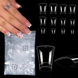 SIUSIO 600pcs Short Duck Nail Tips 12 Sizes Bag Pack Clear Duck Nails Half Cover Wide Nail Tips French False Nail Tips for Acrylic Nails Extension Tips