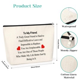 Inspirational Gifts for Women Sister Friend Makeup Bag Thank You Friendship Gifts for Her Birthday Gifts for Women BFF Bestie Christmas Graduation Present for Girls Travel Makeup Pouch