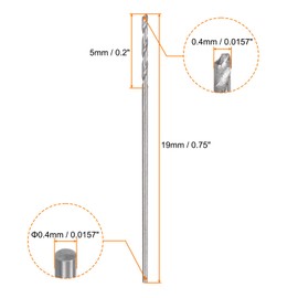 sourcing map 25pcs Micro Jobber Twist Drill Bits #78 0.4mm / 0.0157" High Speed Steel HSS Mini Drilling Bit Tool for Stainless Steel Aluminum Wood Plastic