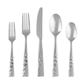 Cambridge Silversmiths Blossom Sand Piece Flatware Silverware Set, Service for 4, Stainless Steel, Includes Forks/Knives/Spoons, 20 Count, Brushed Finish