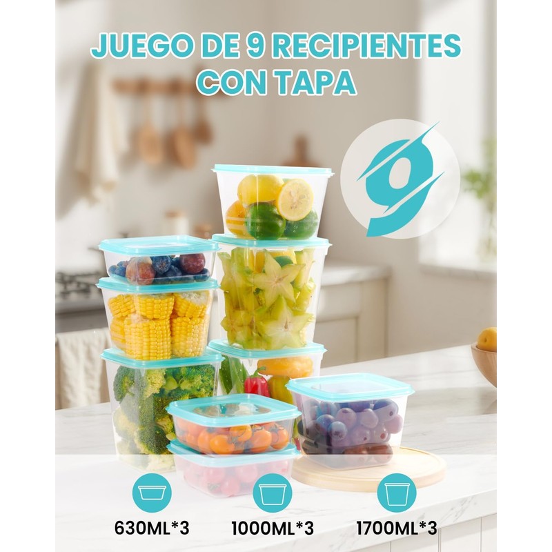 CHEFOLLA Contenedores para Alimentos Recipientes de Plastico de Termorresistente y