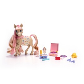 Jakks Pacific Wild Manes Horse Toys for Girls, Sundae Toy Horse with Articulated Front Limbs, Neapolitan Mane, Ice Cream Accessories, & Record Player, Great Gift for Girls, Suggested for Ages 3+