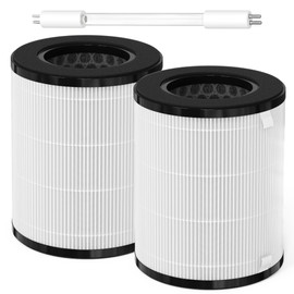 Ap-T20FL Replacement Filter Compatible with Homedics AP-T20 Air Purifiers, 2 * 3-in-1 Total Clean Tower HEPA Filters Replacement for AP-T20WT AP-T20BK ＆ 1 * 3 W AP-UVC1 Bulb, Part #AP-T20FL