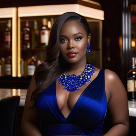 Flyonce Bridal Jewellery Set for Wedding Women, 8 Colors Blue Rhinestone Crystal Costume Statement Necklace Earrings for Banquet, Prom