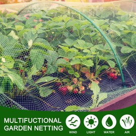 SmoothNovelty 10 x 50ft Garden Mesh Netting Kit Plant Covers Greenhouse Hoops Grow Tunnel Ultra Fine Mesh Netting with 12 Sets Garden Hoops and 36 Clips Bird Netting Protection for Vegetables Fruits