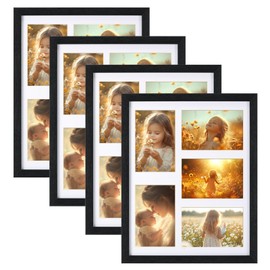 Serwrsw 4 Pack 11x14 Collage Frames for 4x6 Pictures, 5 Opening 4x6 Black Collage Frame for Wall Photo