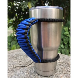MOCE Handmade Paracord Handle for Yeti/Rtic/Ozark Trail Rambler 30 Oz Tumbler. Blue/black