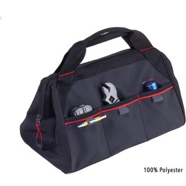 Tool Bag with Carry Handle, Wide Opening with Zip, Large Main Compartment with 6 Pockets, Front: 3 Pockets with 3 Pen Loops, Load Capacity 10 kg, Capacity Approx. 6.5 Litres, TBG30/BK, black, Carry