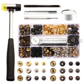 LYDNA Snap Fasteners Kit for Leather - 120 Set 12mm Metal Snap Button with 4 Setter Tools, 1 Hammer, 6 Colors Leather Snaps, Ideal Snap Button Kit for Clothes, Jackets, Jeans, Bracelets, Bags & More.…