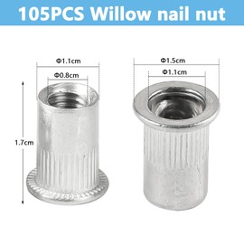 CPROSP 105tlg Nietmuttern M8 Aluminium mit Bewahrungsbox, Alu Nieten 11mm Flachkopf, Blindnietmuttern M8 Geschlossen, Einnietmuttern M8, Senkkopf-Nietmuttern zur Befestigung von Möbel Handwerk