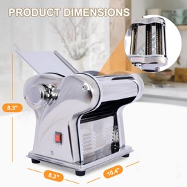 Donext 110V 135w 2 Blades Type Electric Pasta Maker, Household Noodle Making Machine Dough Spaghetti Roller Pressing Machine with 1.5mm Noodle Cutter, Stainless Steel, for Commercial & Homemade Use
