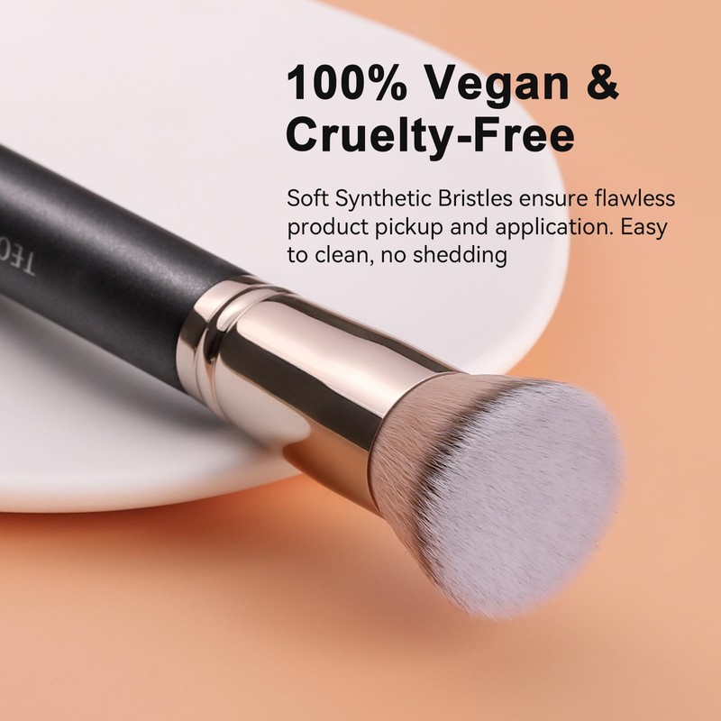 TEOYALL Kabuki Foundaiton Brush, Flat Top Dense Buffing Brush for