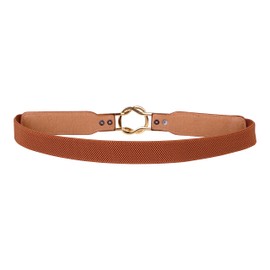 BlackButterfly Retro Elástico Redondo Hebilla metálica Entallado Cintura Faja Cinturón (Marrón claro, Extra Grande)