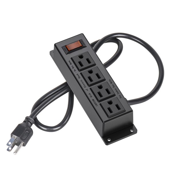 ICEELEC Wall Mount Power Outlet Strip, 4 Outlet Mountable Power