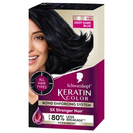 Schwarzkopf Keratin Color Permanent Hair Color, 3.11 Deep Dark Blue, 1 Application-Professionally Inspired Permanent HairDye, for up to 80% Less Breakage vs Untreated Hair and up to 100% Gray Coverage