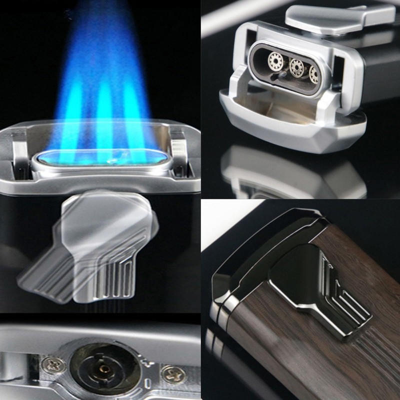 OLDENDO Cigar Lighter with Punch Built in Gas Window, Triple