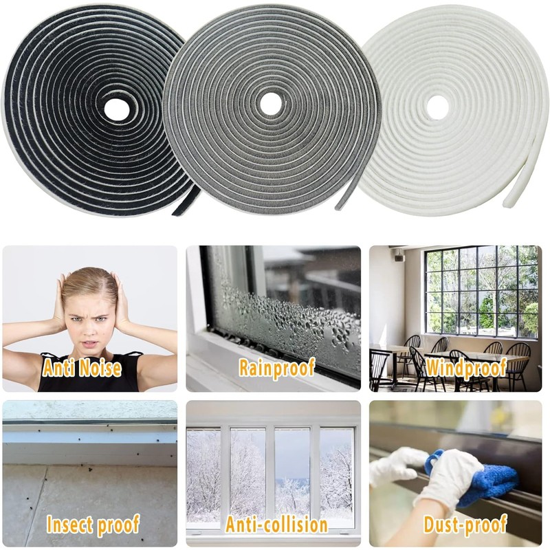 Gap Tape Gap Mohair Tape for Windows/Doors/Sashes/Entryways, Draft Prevention, Long