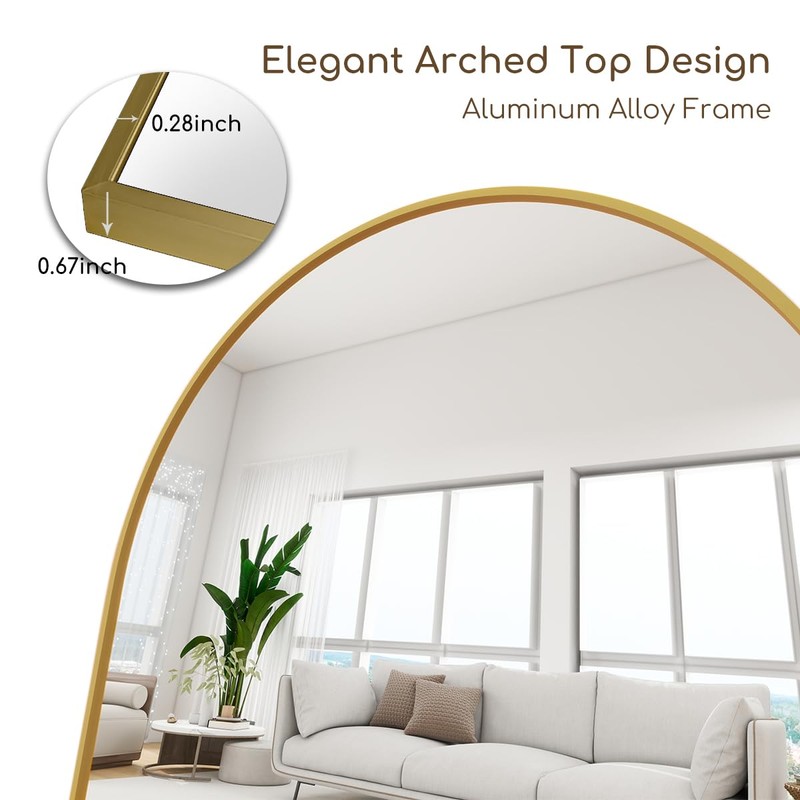 Prywot Arched Floor Mirror, 57 "x 20" Full Length Mirror