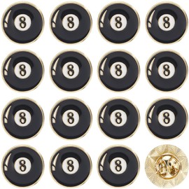 SUNNYCLUE 20Pcs Billiard Pins Sport Brooch Pins Enamel Black Metal Eight Ball Logo Round 0.71 Inch Small Alloy Lapel Brooches Accessories for Backpacks Bags Clothes Hats Shirts Tie DIY Decorations