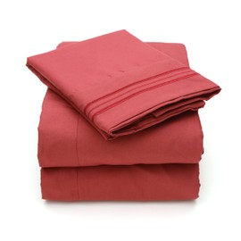 Sweet Home Collection 4 Piece 2000 12 Colors Collection Egyptian Quality Deep Pocket Bed Sheet Set, Queen, Burgundy