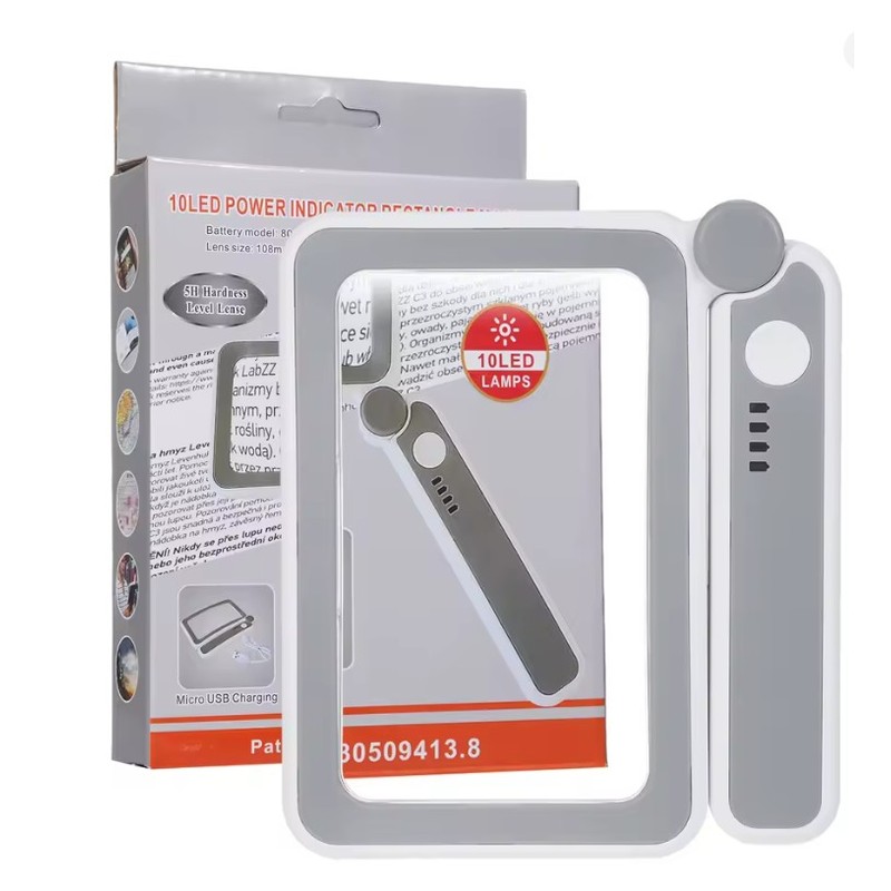 4X Large Handheld Magnifying Glass for Reading – LED Lighted